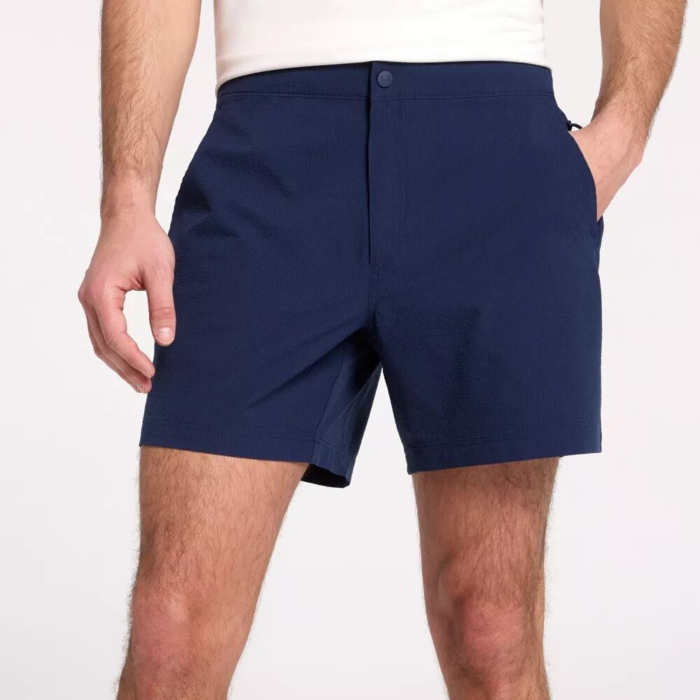NWT VRST Navy Blue Seersucker 6" Resort Flat Front Chino Shorts Men's Size Small